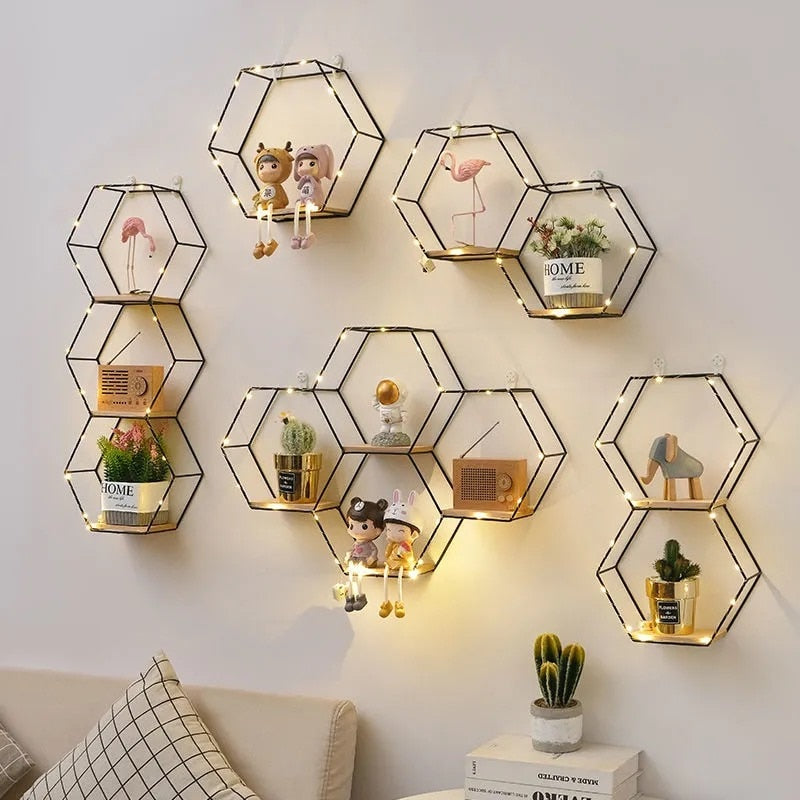 HexaShelf - Nordic Hexagonal Iron Art Floating Wall Shelf