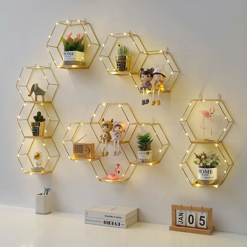 HexaShelf - Nordic Hexagonal Iron Art Floating Wall Shelf